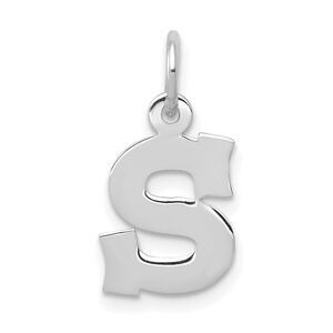 14k White Gold, Amanda Collection, Small Block Style Initial S Pendant